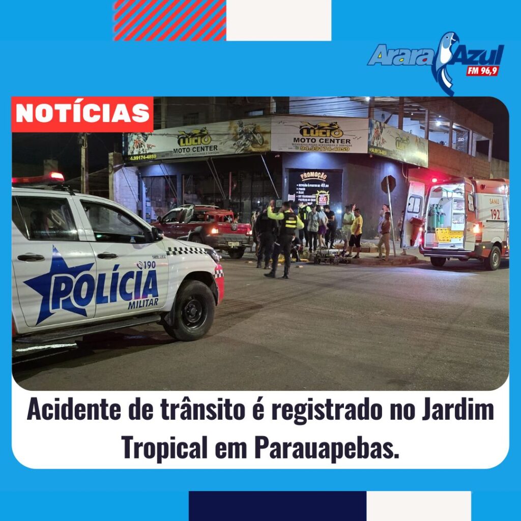 Acidente de trânsito é registrado no Jardim Tropical em Parauapebas.