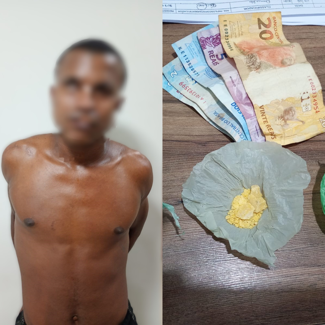 Homem é preso por tráfico de drogas durante patrulhamento da PM em Parauapebas.
