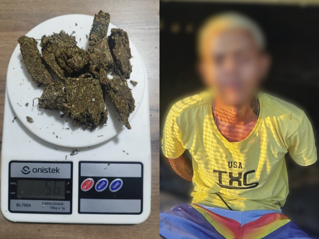 Jovem é Preso com Droga Após Tentativa de Fuga da Policia na Vicinal do Parque Verde, em Parauapebas
