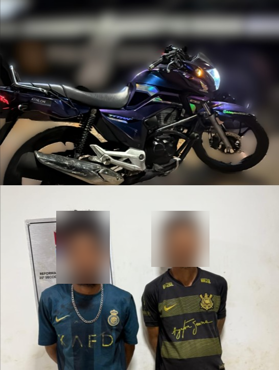 Polícia recupera motocicleta e prende dois suspeitos por tentativa de furto em Parauapebas