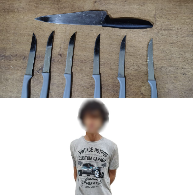 Polícia prende homem que ameaçou funcionário com sete facas em conveniência no bairro Altamira, em Parauapebas