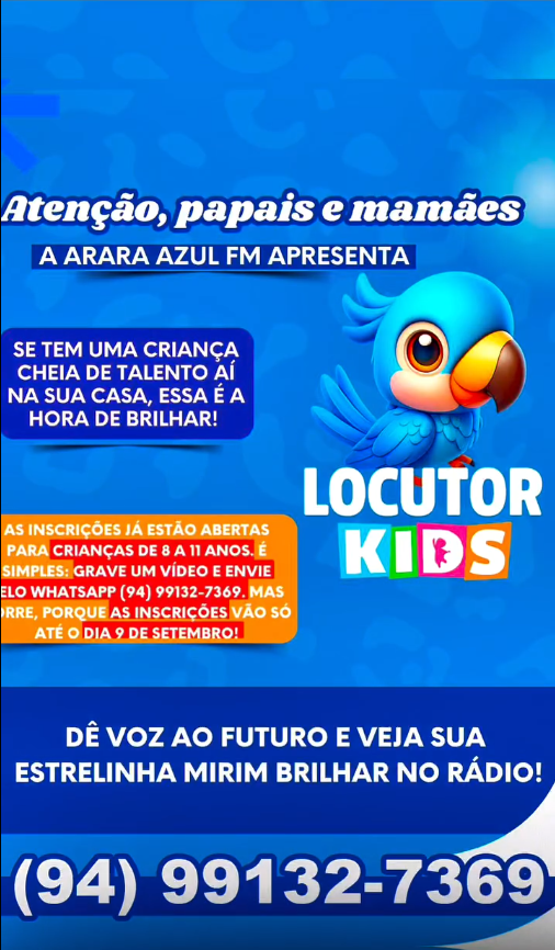 Rádio Arara Azul FM lança Locutor Kids e abre inscrições para crianças