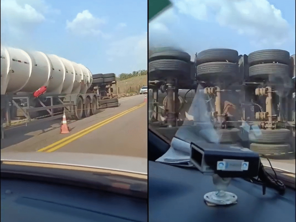 Carreta tomba na estrada do Salobo em Parauapebas; ninguém se feriu