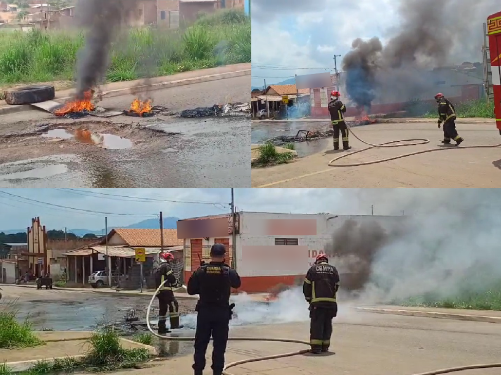 Em Parauapebas, moradores do bairro Alto Bonito protestam por falta de saneamento, asfaltamento e sinalização em rua em frente a uma conveniência